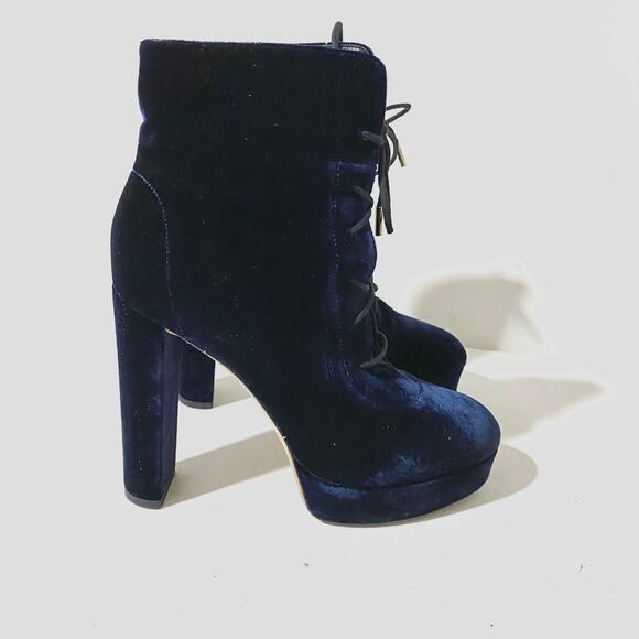 Jimmy Choo Deon Heeled Platform Ankle Boots Booties Heels Velvet Lace-Up sz 36 - Picture 2 of 15